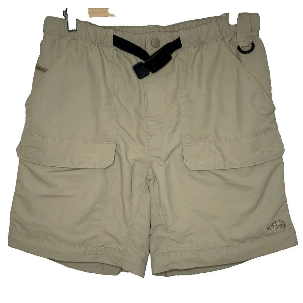 THE NORTH FACE BELTED HIKING CARGO SHORTS KAHKI BEIGE MENS MEDIUM